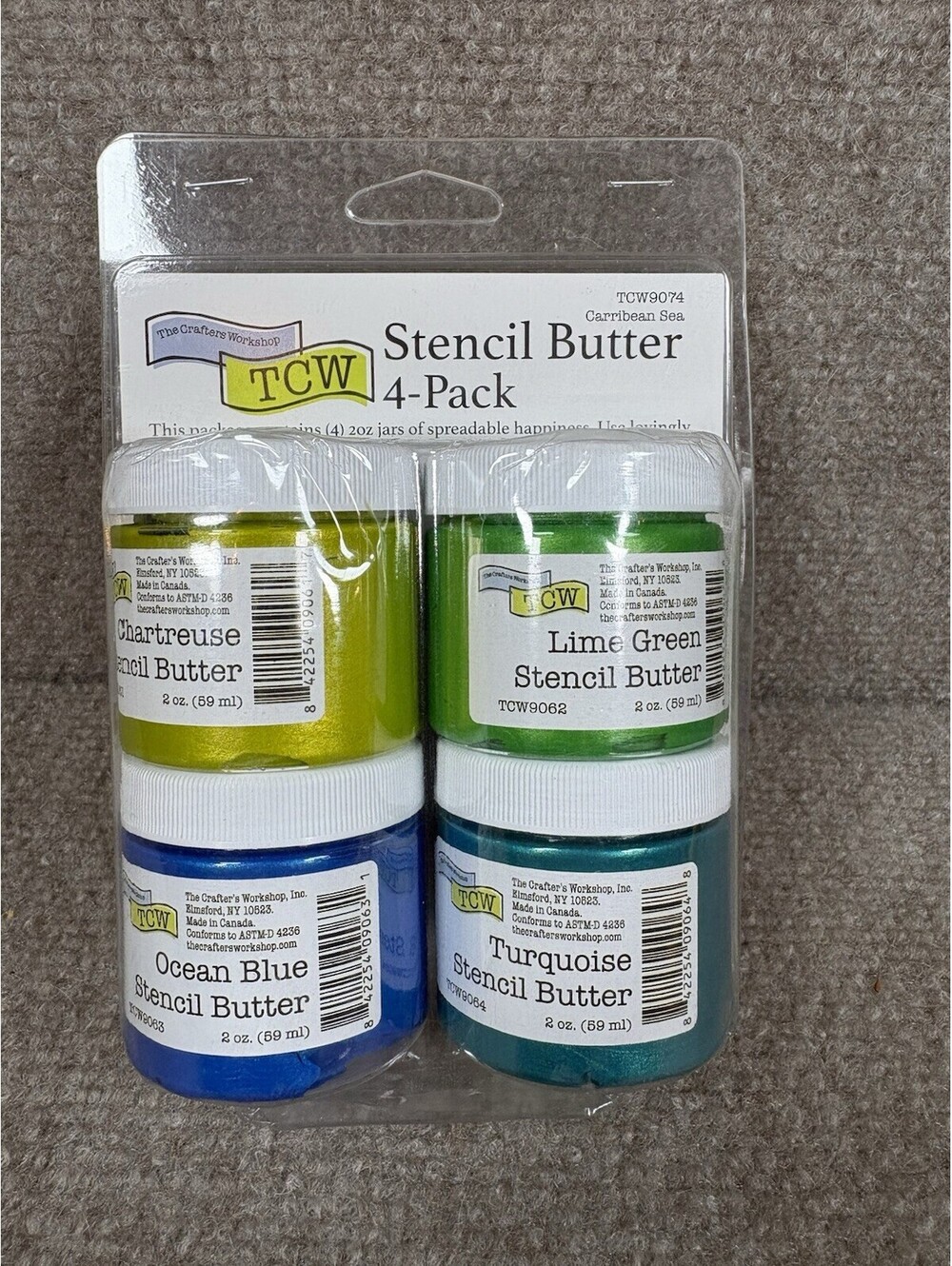 The Crafter's Workshop Stencil Butter Metallic Paint Paste CARIBBEAN SEA 4 Jars